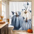 thumbnail image 6 of Navy Blue Pumpkin Fall Shower Curtains for Bathroom, Thanksgiving Leaves Pastoral Waterproof Fabric Shower Curtain, Decorative Bathroom Curtain for Bathtub, 72"x72", No Hooks Included, 6 of 9