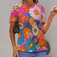 thumbnail image 6 of Nostalgic Vintage Floral Women's T-Shirt Short Sleeve T Shirts Tops Tee Ladies Loose T, 6 of 6