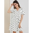 thumbnail image 2 of Vestido Allegra K con Estampado de lunares Manga Corta Blanco M, 2 of 6