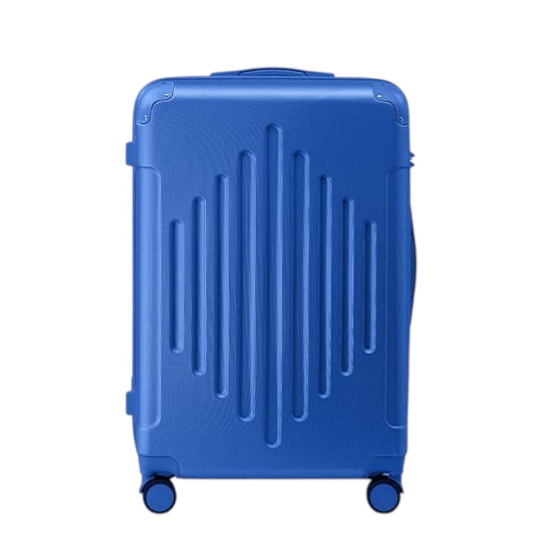 IVV Checked-Large 28-Inch Spinner Luggage with Silent Wheels, TSA Lock and Adjustable Telescopic Handle, Deep Blue
