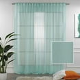 thumbnail image 2 of 3S Brother's Teal Grean Linen Look Extra Long Set of 2 Panels Sheer Curtains Rod Pocket & Back Tab Home Décor Window Custom Made Drapes 10-30 Ft. Long -Made in Turkey Each Panel (52"W x 63"L), 2 of 6