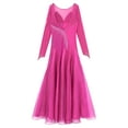 thumbnail image 7 of iiniim Women's Ballroom Modern Dance Big Swing Long Dress Waltz Competition Costume Hot Pink M, 7 of 7