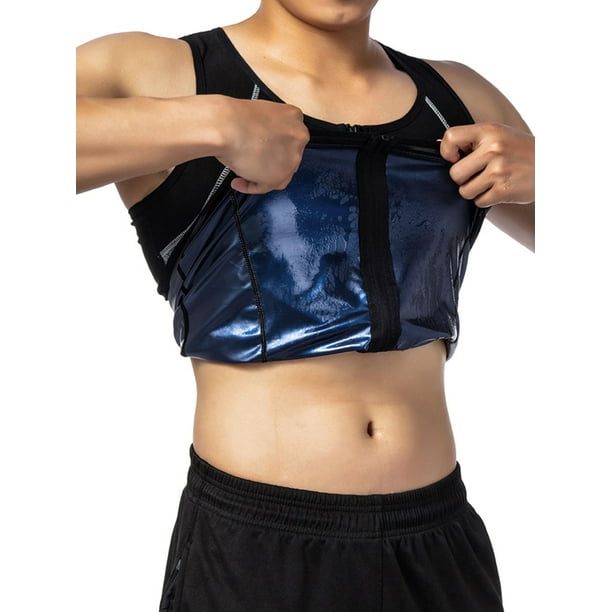 ALING Men Sweat Vest Waist Trainer Vest Zipper Slimming Tank Top Hot Sweat  Body Shaper Shapewear Sauna Enhancing Clothing Fat Burning Fitness Sweat