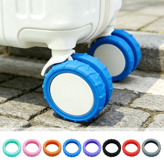 8Pcs Silicone Luggage Wheel Protector Covers, Anti-scratch Noise Reducing Tire Sleeves Fit, Practical Travel Accessory for Protecting Checked Suitcase Wheels