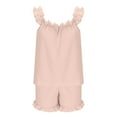 thumbnail image 5 of APEXFWDT Womens Lounge Set Ruffle Trim Pajama Set Sleepshorts + Scoop Neck Tank PJs Sleepwear for Morning Coffee XXL,Pink, 5 of 7