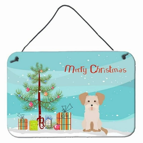 Carolines Treasures CK3889DS812 Morkie 3 Christmas Tree Wall or Door Hanging Prints 8x12 multicolor