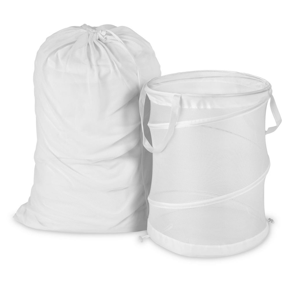 Honey Can Do Breathable Mesh Laundry Bag and Hamper Kit, White