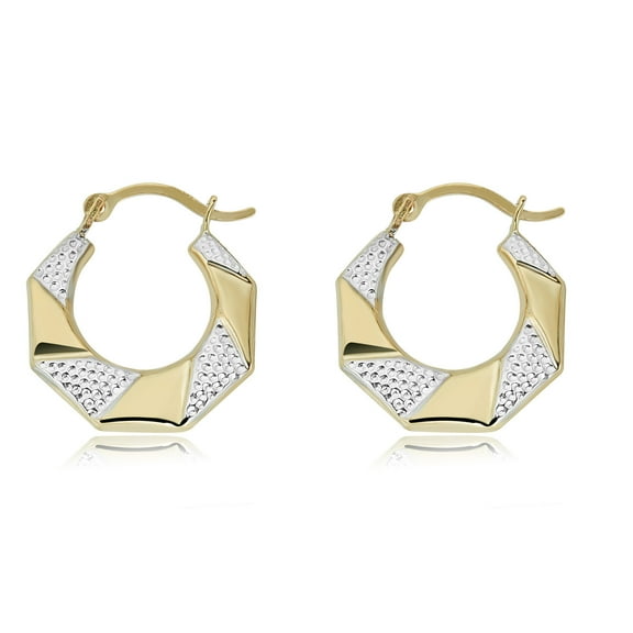 AVORA 14K Gold Two-Tone Geometric Twist Hoop Earrings