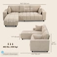 thumbnail image 2 of Canapé Sectionnel en L Beige avec Méridienne Réversible, Sofa 3 Places Aspect Lin avec Coussin Intégré Sans Espace et Soutien à Ressorts pour Salon, 95.3 Pouces L x 34.3 Pouces H, 2 of 7