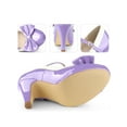 thumbnail image 2 of BLISSFUL STEP Women's Mary Jane Pumps Ankle Strap Bow Decor Closed Toe Stiletto Heels Purple 9.5, 2 of 6