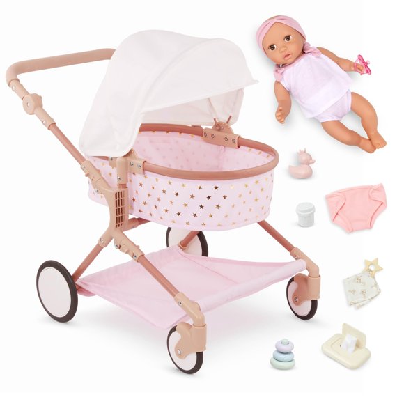 Set de cochecito Doll & Twin LullaBaby de 14 pulgadas con estrellas rosas