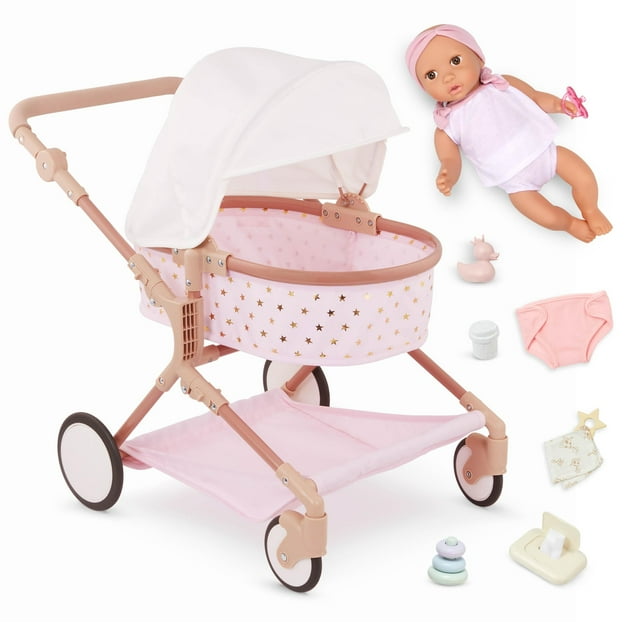 Set de cochecito Doll & Twin LullaBaby de 14 pulgadas con estrellas rosas
