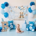 thumbnail image 3 of Banner de fondo WNPCCNP Beary, primer cumpleaños, oso de peluche azul, 3 of 7