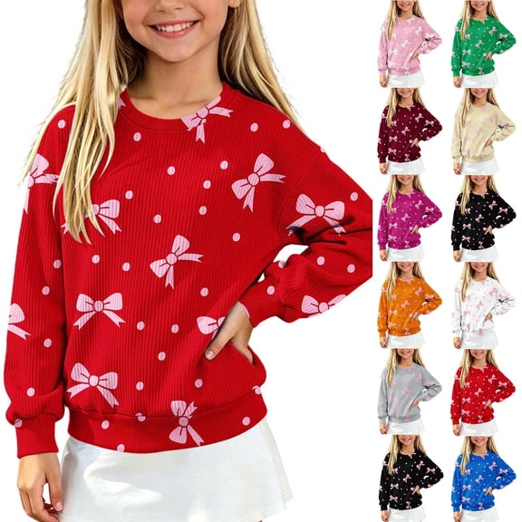 BXJX Girls Christmas Sweaters Size 10-12, Knit Fall Winter Crew Neck Cute Pullover Xmas Tops