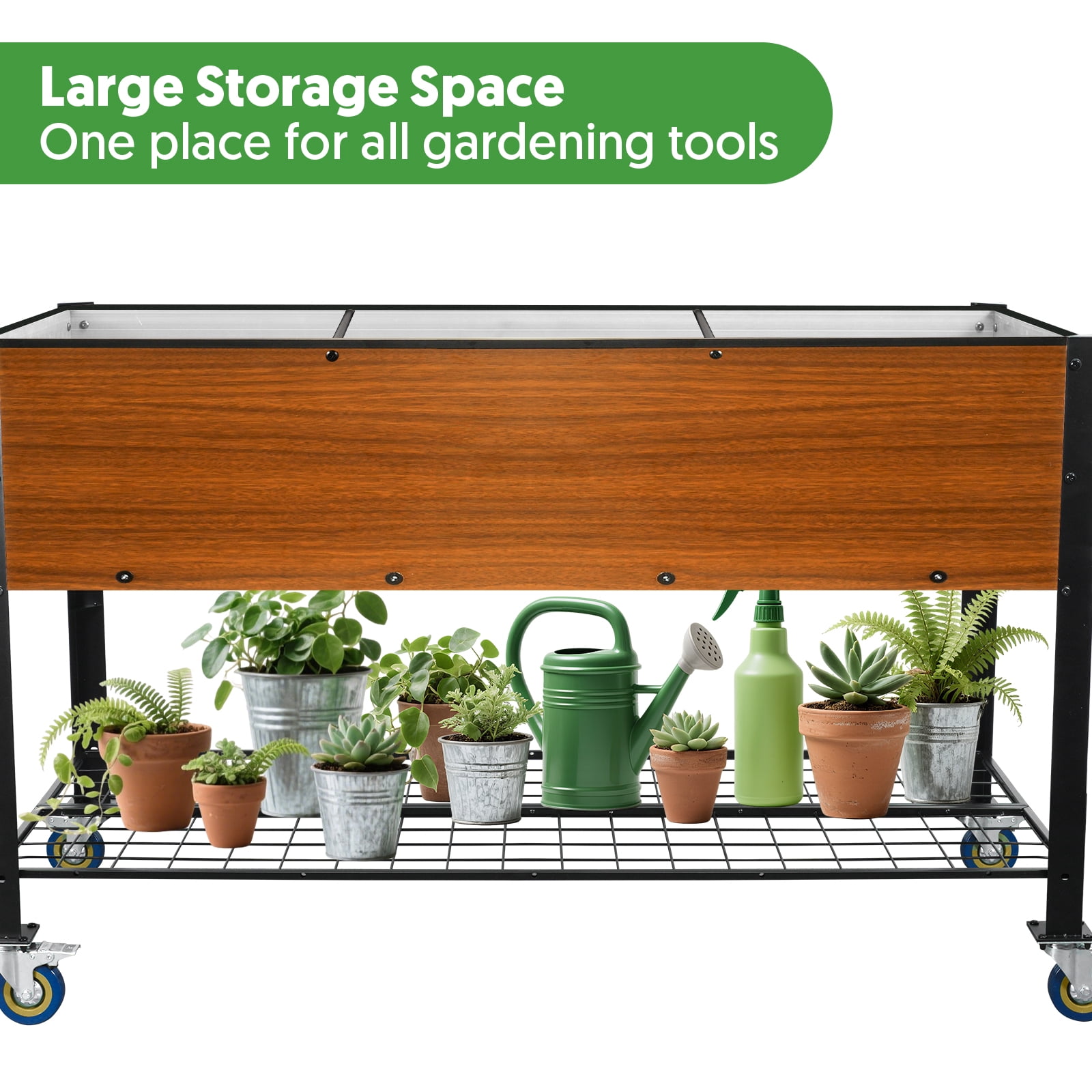 Raised Garden Bed with Legs and Wheels, Self-Watering Planter Box, 48x24x30 in Elevated Raised Bed with Drainage Hole, Built to Withstand Sun, Rain, and Wind for Up to 2 Years