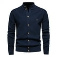 thumbnail image 4 of UVEASISHA Knit Cardigan Sweaters for Men Button Down Casual Stand Collar Pullover Sweater Lightweight Fashion Open Front Cardigans 2025 Fall Thin Knitted Jacket Sales Today Clearance Navy 2XL, 4 of 6