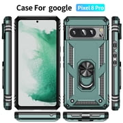 Dteck for Google Pixel 8 Pro Case with Screen Protector, Rotated Ring Kickstand Military Grade Drop Protection Shockproof Rugged Case for Google Pixel 8 Pro,Green