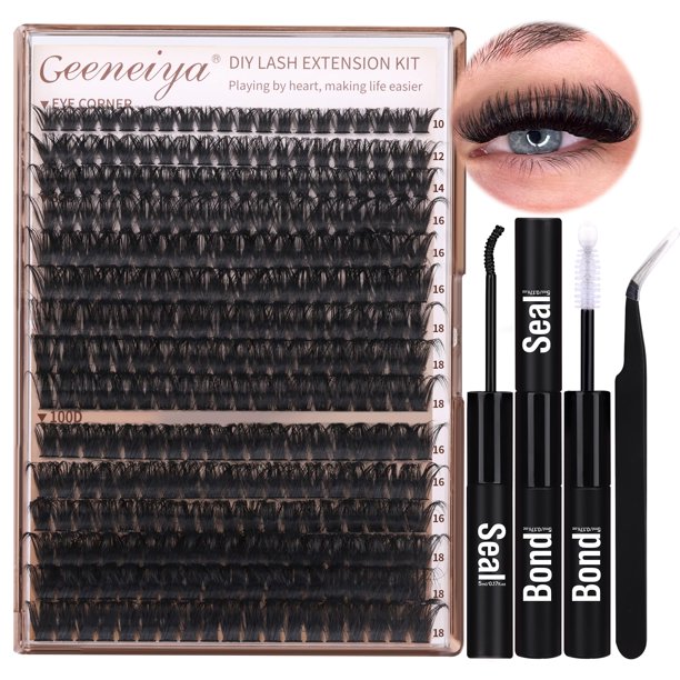 Kit de extensión de pestañas Geeneiya Volume Lash Clusters D Curl