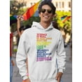 thumbnail image 2 of Men's Pride Hoodie - Love is Love Quotes Rainbow Design - LGBTQ Supportive Sweatshirt - Comfortable Cotton-Polyester Blend Hoodie - XX-Large White, 2 of 4