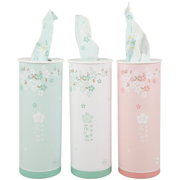 GOOHOCHY 3 pañuelos de papel para coche con caja, porta pañuelos redondos, tubos cilíndricos de viaje