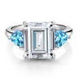 thumbnail image 3 of Gem Stone King 925 Sterling Silver Swiss Blue Topaz Ring Set with Moissanite (8.54 Cttw), 3 of 6