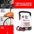 thumbnail image 2 of Vector Portable Car Jump Starter, 120-PSI Air Compressor, and USB Power Bank with 1,400-Amp Peak for V8 Cars/Trucks, AC Outlet, Clamps, LED, VECJ14C, 2 of 9