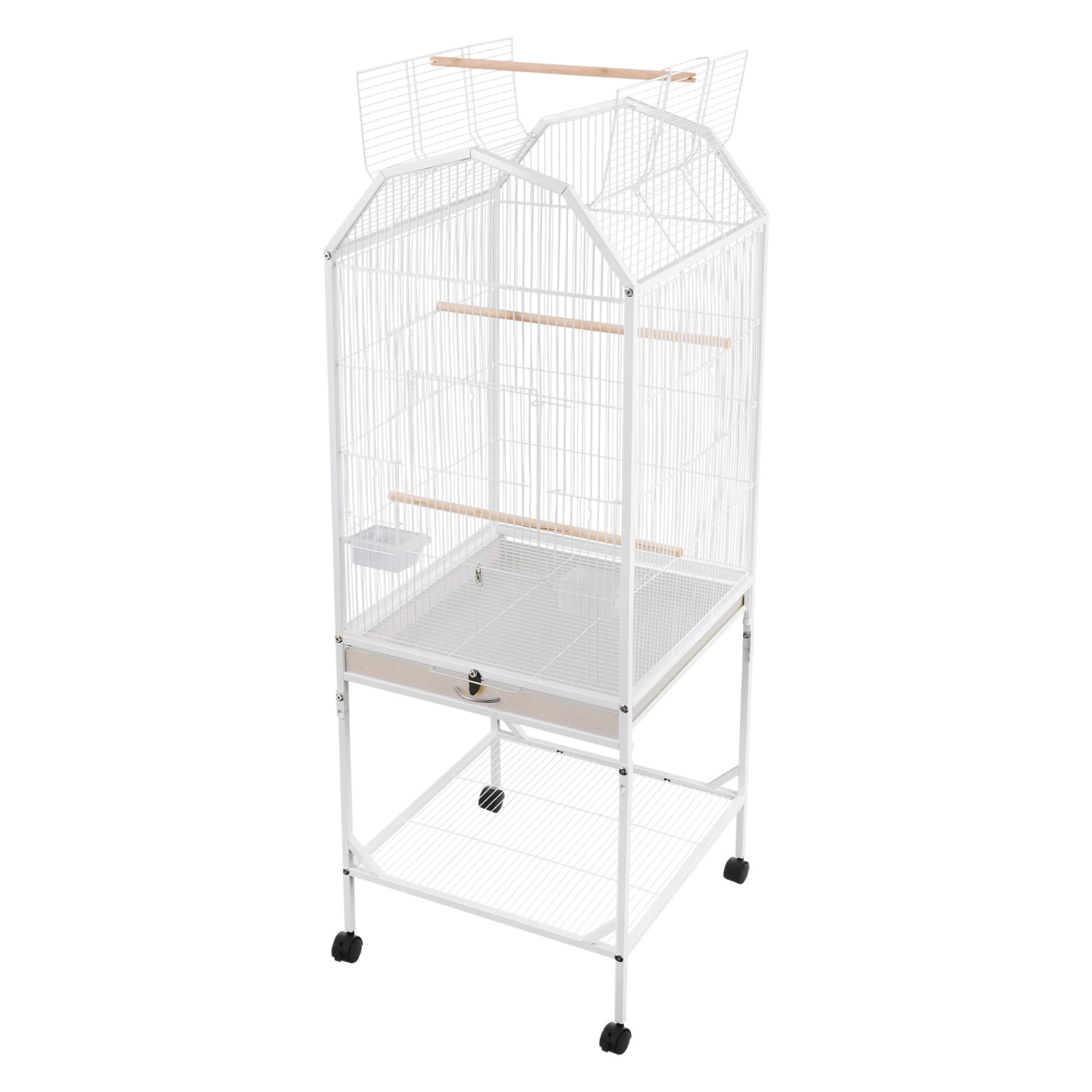 Bird Cage, Open Top and Rolling Stand Medium Small Bird Cage, Bird Cage for Parrots, Budgerigars, Parakeets, Cockatiels, Lovebirds (18.11*18.11*53.54in)