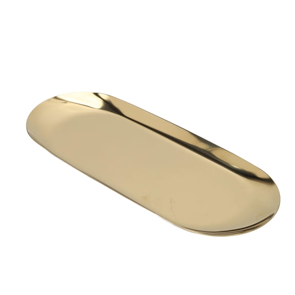 LAZIOEGR Oval Mirror Polished Jewelry Tray, Glossy Edges, Vacuum Plated Alloy – Ideal for Nail Storage, Cosmetics & Accessories, Bathroom Decor