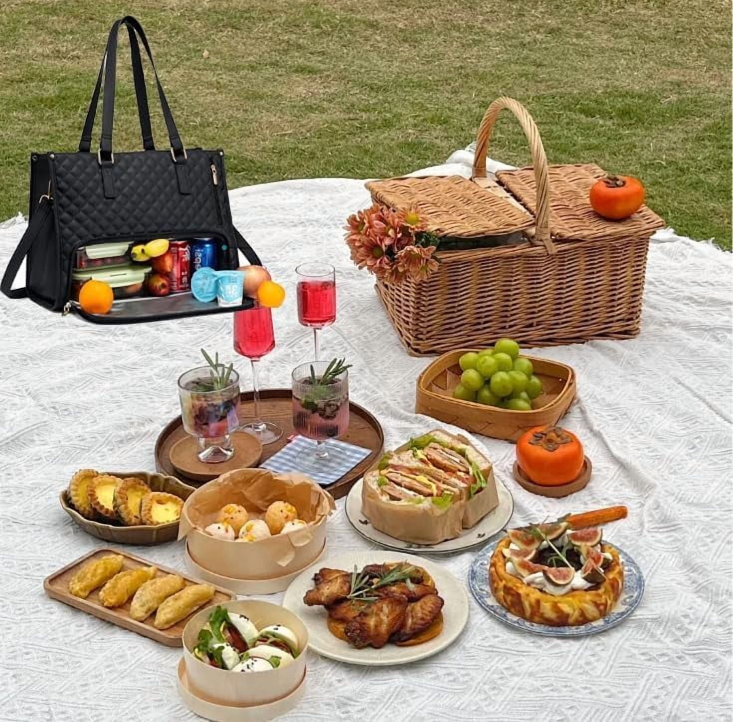 2 In 1 Tote Bag Lunch Bag Combo, 2-In-1 Tote Bag Insulated Lunch & Travel Tote, 2 In 1 Lunch Bag and Work Tote, 15.6 Inch Tote Bag with Lunch Compartment (White)