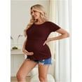 thumbnail image 4 of Yawrut Breastfeede Clothes For Woman,Wine red Round-neck Comfortable Double-layer Short-sleeved Postpartum Breastfeeding Top, 4 of 6