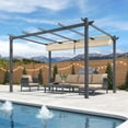 thumbnail image 2 of PURPLE LEAF 10' X 13' Patio Retractable Pergola with Shade Canopy Modern Grill Gazebo Aluminum Metal Pergola for Porch Deck Garden Backyard Pergola, Beige, 2 of 8