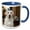Blue/White, variant on 3drose, , Arizona, Buckeye. Yellow Lab Celebrating the New Year., 11oz Two-tone Yellow Mug