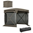 thumbnail image 2 of Outsunny 11 x 11ft Pop Up Gazebo Screen Tent with Removable Roof Cover, 4 Roll-up Wind Panels for Camping, Patio, Backyard, Lawn, Brown, 2 of 9