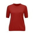 thumbnail image 4 of Pxiakgy Knit Tops for Women Womens Short Sleeve Sweater Spring Summer 2025 Round Neck Solid Color Pullover Short Sleeve Knit Sweater Vest Tops Shirts for Women Trendy Summer Red Xl, 4 of 9