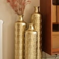thumbnail image 6 of Floor Metal Decorated Vases Set of 3 for Gorgeous Home Decoration Large Glazed Metal Vases (Gold), 6 of 9