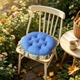 thumbnail image 5 of Lenkho Striped Tufted Round Seat Cushion with Ruffle Edge, Soft Padded Decorative Chair Pad, Comfort Thick Floor Sitting Cushion for Dining Chair, Kitchen Seat, Living Room, Bedroom Balcony, 5 of 6