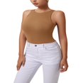 thumbnail image 1 of QJUHUNG Tank Bodysuit for Women Halter Neck Sleeveless Ribbed Bodysuit Basic Tank Tops, 1 of 8