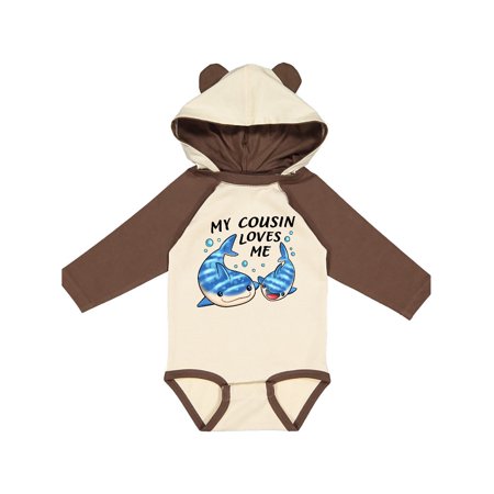 

Inktastic My Cousin Loves Me- whale shark Gift Baby Boy or Baby Girl Long Sleeve Bodysuit