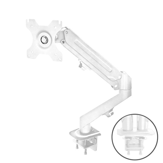 MotionGrey Single Metal Computer Monitor Arm Stand Universal Vesa Mount Arms Installation for up to 28 Inch Screen for Desk - White