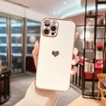 thumbnail image 1 of For iPhone Case,Cute Glitter Plating Loving Heart Pattern Side Print Design for Girls Women,Luxurly Screen Camera Protection Shockproof Soft Bumper Silicone Cover, 1 of 7