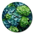thumbnail image 2 of Designart "Emerald Blooms Green Blue Hydrangea" Floral Oversized Wall Clock, 2 of 5