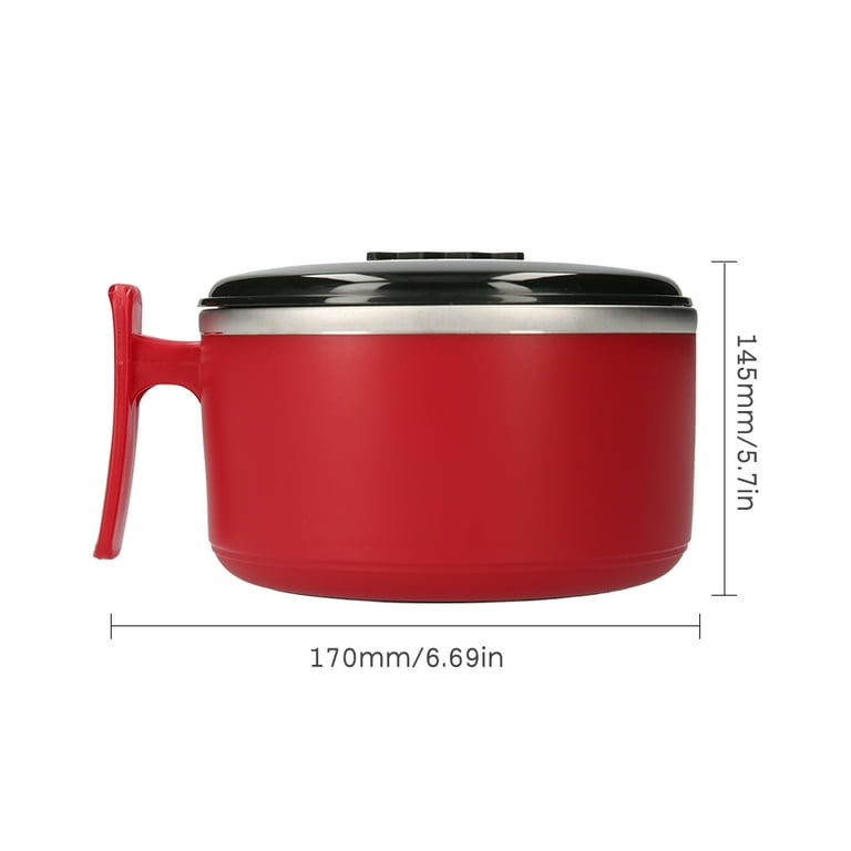 Red Stainless Steel Soup Bowl 33-ounce Large Capacity Microwavable
