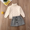 thumbnail image 4 of ZAXARRA Vêtements pour Enfants, Chandail à Col Roulé + Jupe Courte à Boutons à Carreaux, 4 of 6