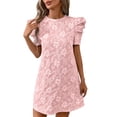 thumbnail image 2 of Njagoc3 Womens Ruffle Short Sleeve Mini Dress, Floral Lace & Cute Style, Summer Party Dress, 2 of 6