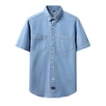 thumbnail image 4 of Denim Shirt Men Short Sleeve Button Down Jean Shirts Muti Pocket Western Soft Work Shirt Casual Cowboy with Comfortable Light Blue, 4 of 9