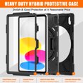 thumbnail image 2 of Dteck Case for iPad 11-inch (A16) 2025/iPad 10th Generation 10.9-inch 2022,Shockproof Rubber Rugged Case Rotatable Kickstand Heavy Duty Armor Cover with Adjustable Hand Strap,Black, 2 of 7