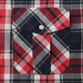 thumbnail image 7 of Coevals Club Mens Pearl Snap Plaid Western Cowboy Button Up Short Sleeve Shirts Navy Red White 37 X-Large, 7 of 7