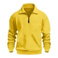 thumbnail image 5 of Soft Fleece Men Sweatshirts Quarter Zipper Sweatshirt No Hood Man Baggy 3/4 Zip Pullover Long Sleeve Cozy Polo Sweaters Orange M, 5 of 6