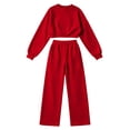 thumbnail image 5 of Two Piece Sets for Women Crew Neck Long Sleeve Cropped Top Wide Leg Pants Lounge Set Cozy Sweatsuits Fashion 2026, 5 of 7