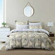 Swanson Beddings Soft Paisley Floral Print 3-Piece 100% Cotton Bedding Set: Duvet Cover and Two Pillow Shams (King)